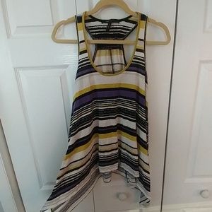 ~BCBGMAXAZRIA~ LONGER SIDES OVERSIZED STRIPED RACERBACK TANK-XS